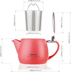 Tealyra - Pluto Porcelain Small Teapot Red - 18.2-ounce (1-2 cups) - Matte Finish - Stainless Steel Lid and Extra-Fine Infuser To Brew Loose Leaf Tea - 540ml