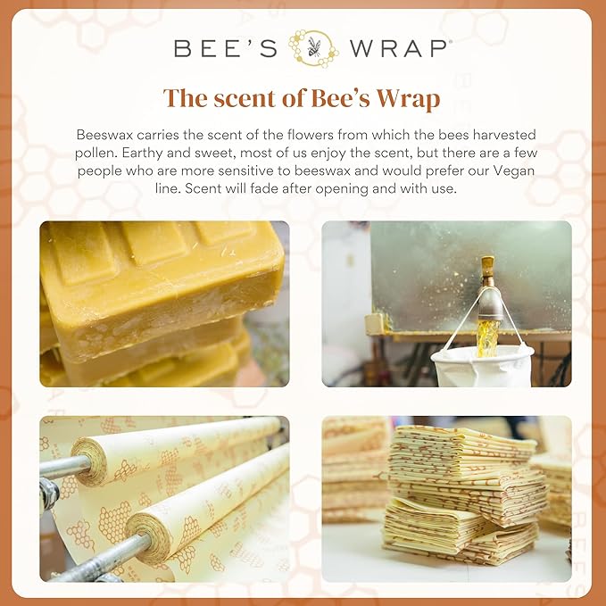 Bee's Wrap Beeswax Wraps for Food - Made in USA Reusable & Organic Food Wraps & Bowl Covers - Eco-Friendly Alternative to Aluminum Foil & Plastic Wrap, Honeycomb 5 Pack (2L, 3M)