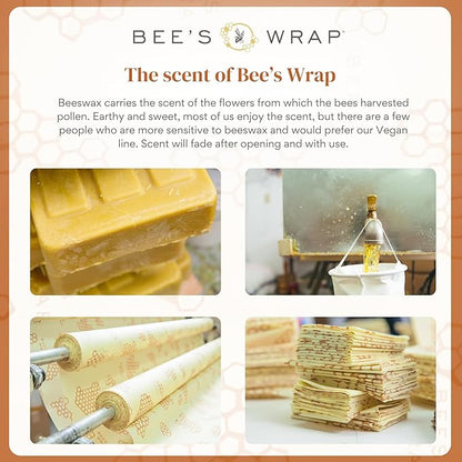 Bee's Wrap Beeswax Wraps for Food - Made in USA Reusable & Organic Food Wraps & Bowl Covers - Eco-Friendly Alternative to Aluminum Foil & Plastic Wrap, Honeycomb 5 Pack (2L, 3M)
