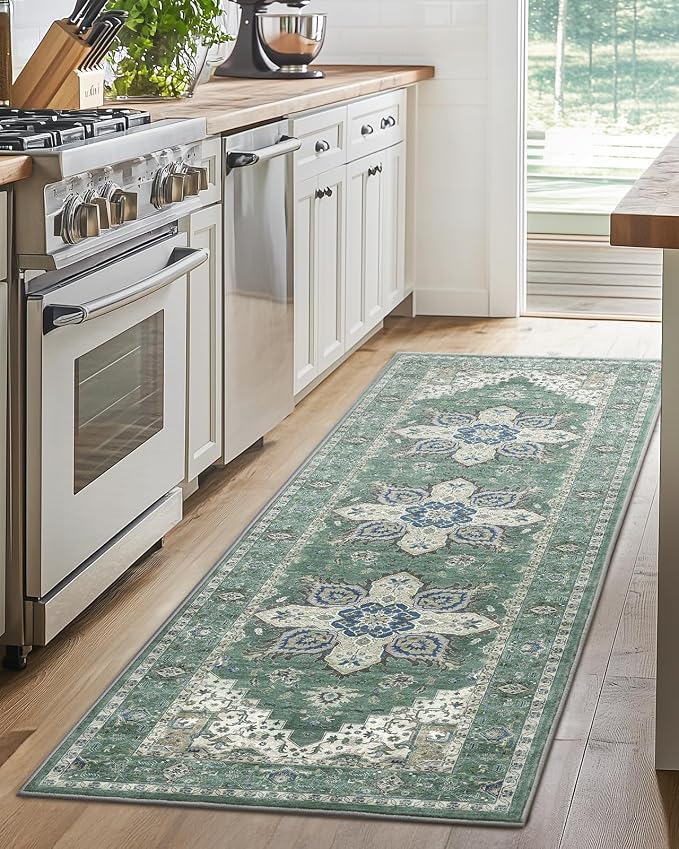 AMADA HOMEFURNISHING 2x5 Washable Runner Rug, Low-Profile Kitchen Rugs - Image 3
