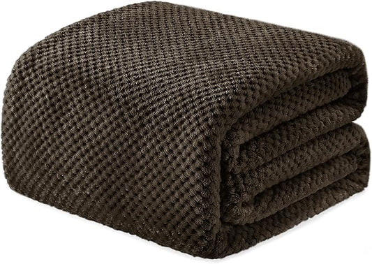 Exclusivo Mezcla Soft Waffle Fleece Bed Blanket Queen Size, Coffee | by ExclusivoMezcla