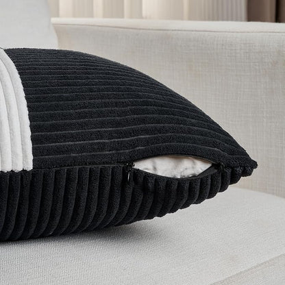 Fancy Homi Set of 2 Black White Euro Decorative Throw Pillow Covers 26x26 Inch - Image 4
