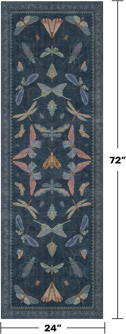 Vintage 2x6 Navy Blue Bathroom Rugs - Image 2