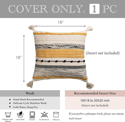 Yellow Mustard Decorative Throw Pillow Cover 18x18 Square Boho Accent - Image 4
