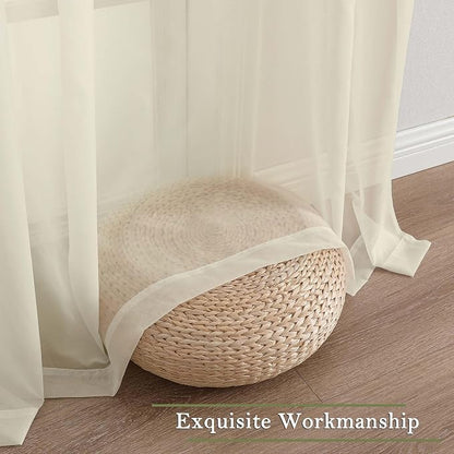 Cream Sheer Curtains for Bedroom 90 Inches Long 2 Pcs, Rod Pockets Window - Image 7