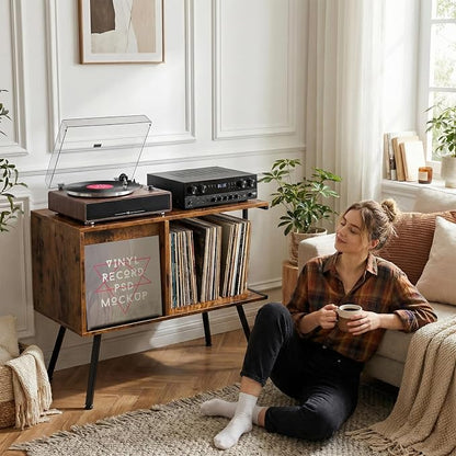 Faesun Flip Top Record Player Stand, Large Turntable Stand Holds up to 150+ - Image 2