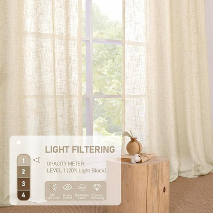 Linen Curtains 84 Inches Long for Living Room 2 Panels Set, Light Filtering - Image 4