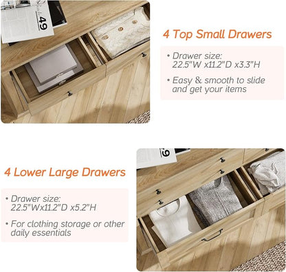 WAMPAT 8 Drawers Dresser for Bedroom, Farmhouse Dresser Chest of Drawers - Image 5