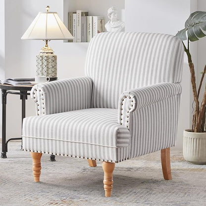 HUIMO Linen Fabric Accent Chair, Mid-Century Modern Armchair by HUIMO