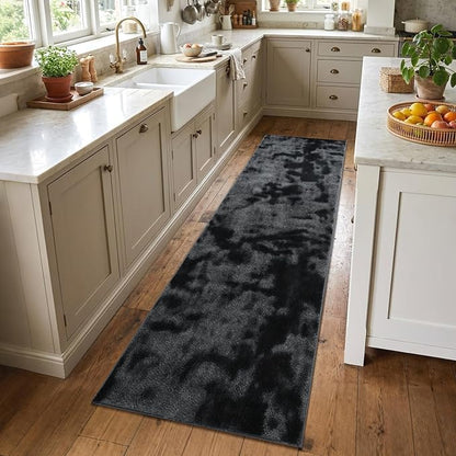 2x8 Tie-dye Dark Grey Runner Rug Washable Non-Slip by Unknown