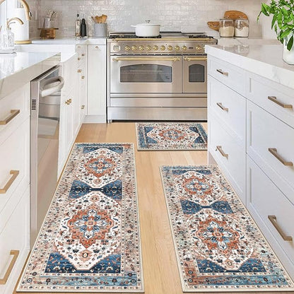 HEBE Boho Kitchen Rugs Set of 3, Non Slip Washable Kitchen Mats - Image 3