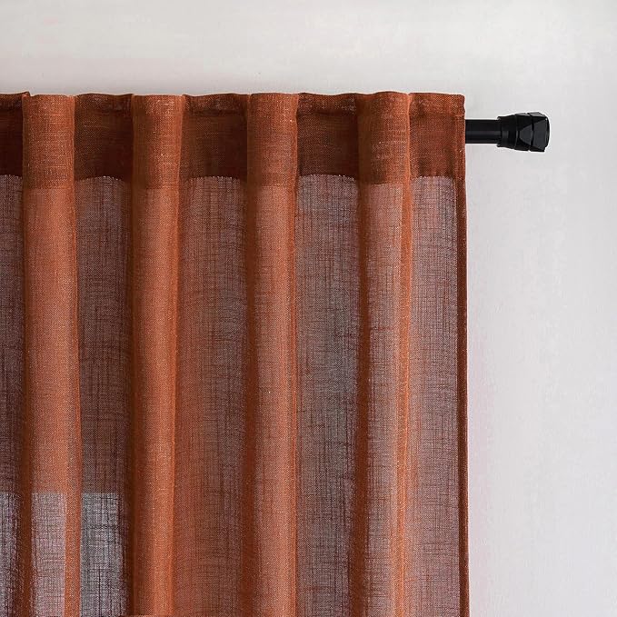 MIULEE Burnt Orange Fall Kitchen Curtain 30 Inches Long 2 Panels Farmhouse | - Image 6