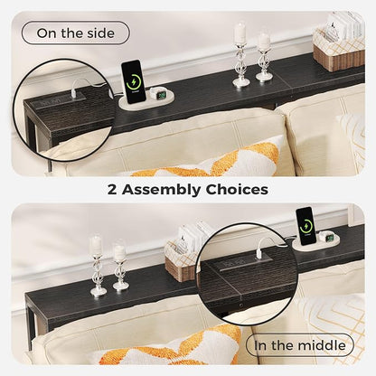 SUPERJARE Console Table with Outlet, 63 Inch Sofa Table with Charging Station - Image 6