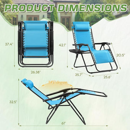 Devoko Patio Zero Gravity Chair Outdoor Folding Adjustable Reclining Chairs - Image 3