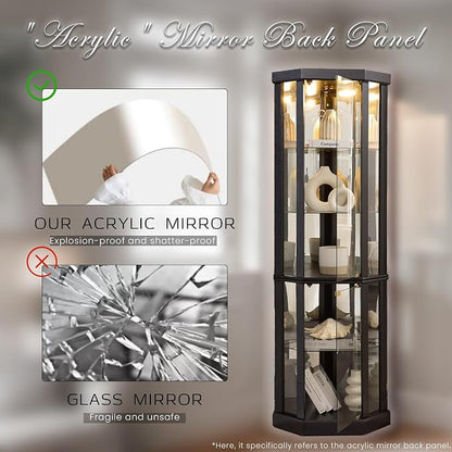 Corner Curio Cabinet, Light Bulb Inclued, Wine Bar China Cabinet - Image 6