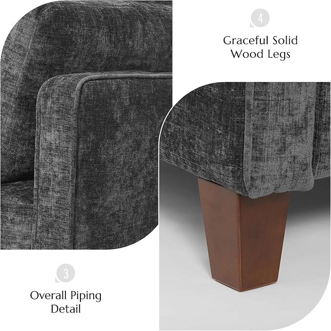 Luxury Oversized Accent Chair Set of 2, 40.9" Upholstered Piping Single - Image 8