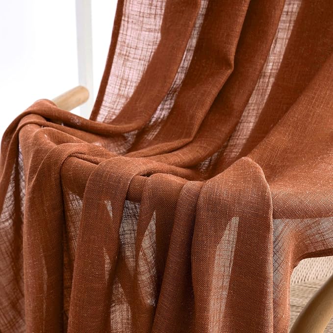 MIULEE Burnt Orange Fall Linen Curtains 52x72 Inch - Image 6