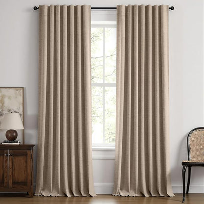 MIULEE 100% Blackout Linen Curtains 42 x 108 Inch Copper Brown 2 Panel | by MIULEE