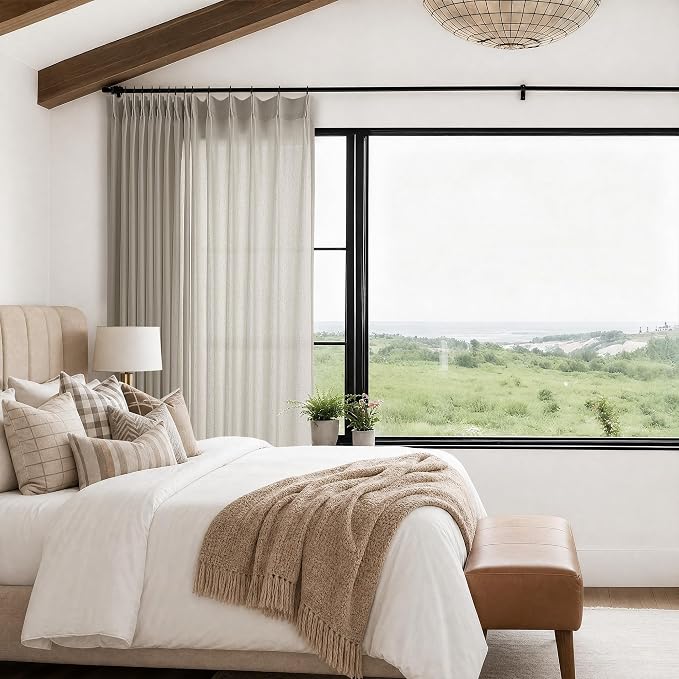 Extra Long 102 Inch Curtains 100 Inches Wide Linen Pinch Pleat Drape | - Image 4