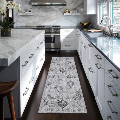 Lahome Moroccan Washable Runner Rug, 2x6 Grey Kitchen Runners - Image 5