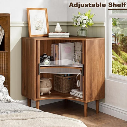 Fluted Corner Cabinet, Small Corner Floor Cabinet - Image 3