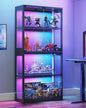 AODK Display Cabinet with Glass Door, 4-Tier Display Case with LED Lights by AODK