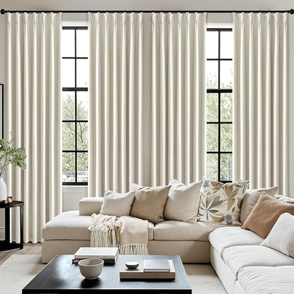 MIULEE Natural Extra Wide Pinch Pleated Blackout Curtains 60x102 Inches | - Image 7