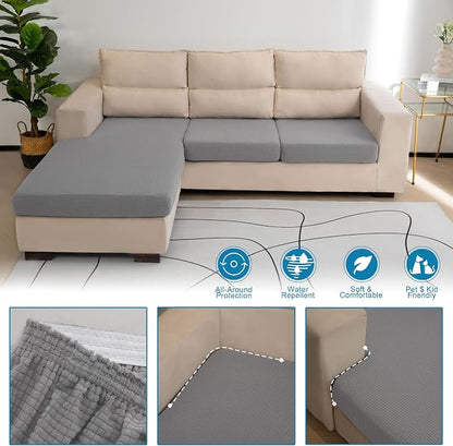 Water Repellent L Shaped Couch Covers Sofa Seat Cushion Slipcovers, Stretch - Image 3