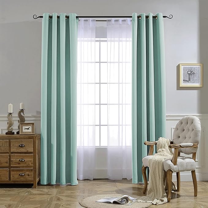 NICETOWN Aqua Blue Bedroom Curtains 72 inches Long, Grommet Blackout Thermal - Image 7