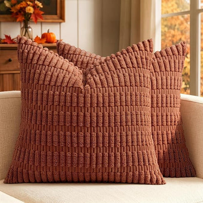 MIULEE Fall Decorative Throw Pillow Covers 20x20 Dark Rust Pack of 2 | by MIULEE