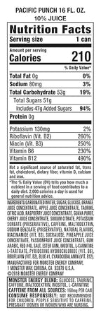 Monster Energy Juice Monster Pacific Punch, Energy + Juice, Energy Drink, 16 Ounce (Pack of 15)