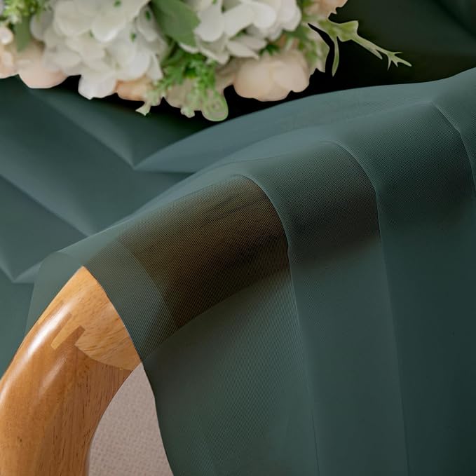 Chyhomenyc Hunter Green Sheer Curtains 45 Inch Long 2 Panels, Short Voile Drapes - Image 6