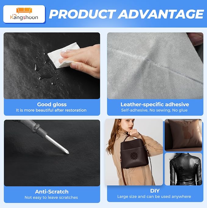 Leather Repair Patches, 17X79 Inch Self-Adhesive Leather Repair Tape, Stretch - Image 3