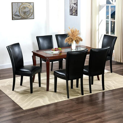 59” Dining Table with 8mm Tempered Glass Top, Farmhouse Kitchen Dinner Table - Image 9