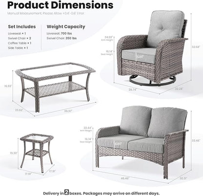 ovios 5-Piece Patio Furniture Set, Outdoor Wicker Sofa - Image 9