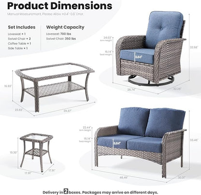ovios 5-Piece Patio Furniture Set, Outdoor Wicker Sofa - Image 9