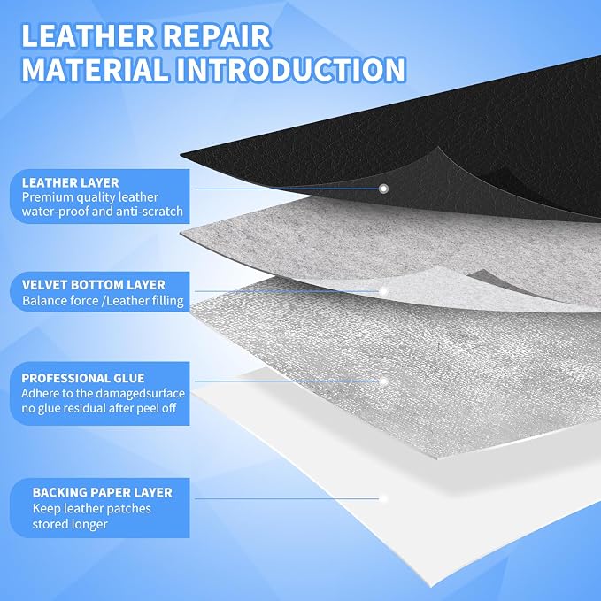 Kangshoon Leather Repair Patches, Self-Adhesive Leather Repair Tape, Stretch - Image 3