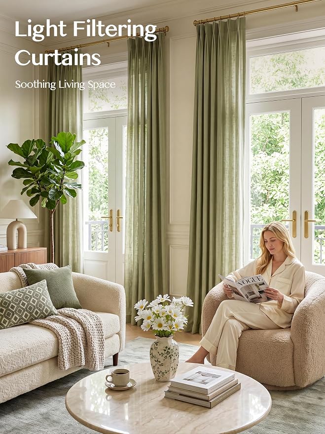 Liz Pinch Pleated Linen Curtains Light Filtering Curtains - Image 2