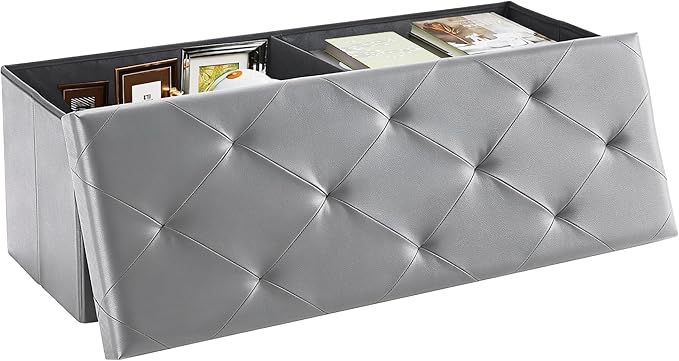 DUMOS 43 Inch Folding Storage Ottoman Bench, Large Storage Chest withThicker by DumosLifestyle
