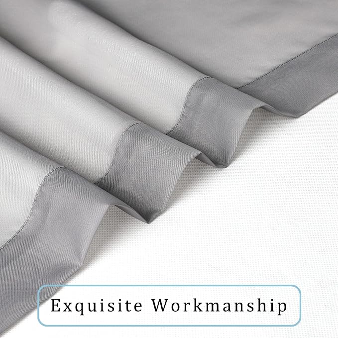 Gray Sheer Curtains, Sheer Curtains 63 inch Length 2 Panels Set, Rod Pocket - Image 4