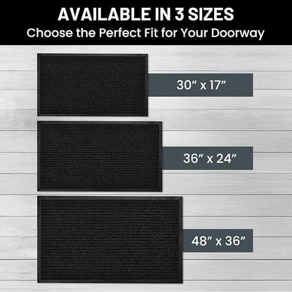 Front Door Mat, Indoor Outdoor Welcome Entryway Muddy Entrance, 30x17 Black | - Image 5