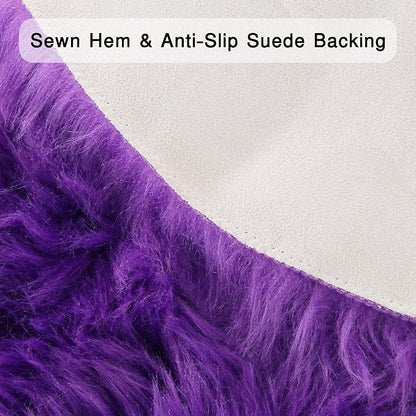 duduta Purple Faux Sheepskin Runner Rugs 2x6 ft, Fluffy Fur Couch Covers | Shag - Image 2