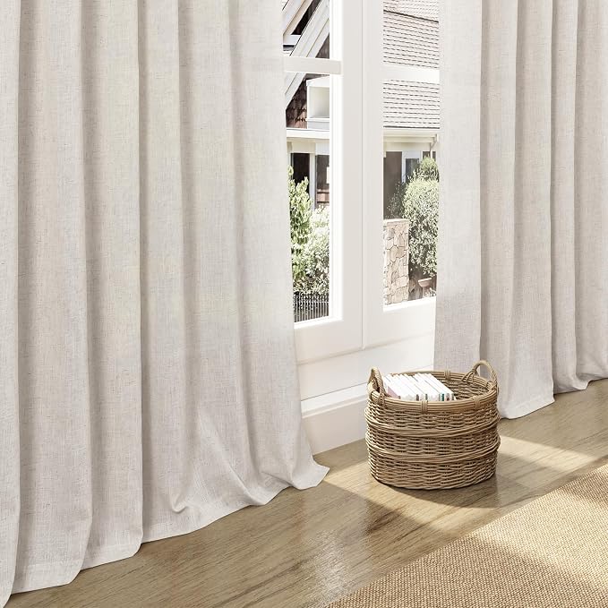 Pearl White Linen Curtains 102 Inches Long - Image 5