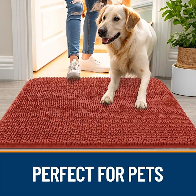 OLANLY Dog Door Mat for Muddy Paws 47x24, Super Absorbent Chenille Mud Mat | - Image 6