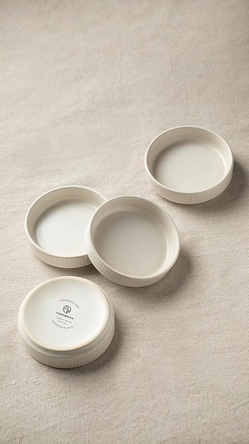 famiware Star Soy Sauce Dish Ceramic Dipping Bowls Set of 6, 4 oz Individual Dip Sauce Cups/Bowls/Dishes/Plates, Small Serving Bowl for Side Dishes, Dessert, Ice Cream, Sushi - Matte White