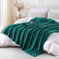 Teal Throw Blanket for Couch Sofa 60x80 inches Striped Design | Fleece Blankets by Unknown