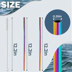 for Stanley Quencher 40oz Tumbler 6x Metal Stainless Steel Straws, 12inch Replacement Extra Long/Tall Straws for Stanley Cup 40oz Drinking Reusable Accessories (6x Straight,10mm Colorful)