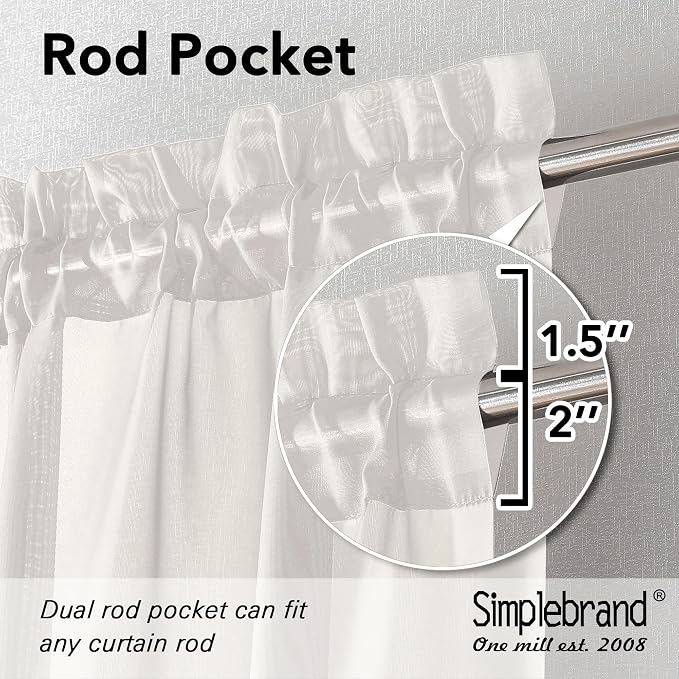 Simplebrand Ivory Short Sheer Curtains 45 Inch Length - Image 2