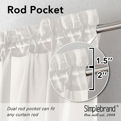 Simplebrand Ivory Short Sheer Curtains 45 Inch Length - Image 2