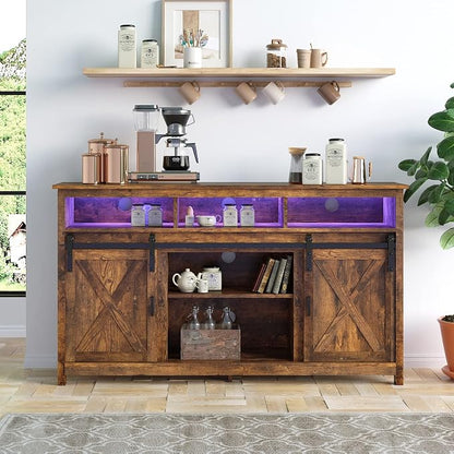 Farmhouse TV Stand for 65 inch TVs, Rustic Entertainment Center Cabinet - Image 3